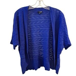 East 5th Women's XL Blue Open Front Cardigan Sweater Casual Short Sleeve